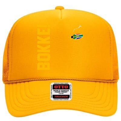 Springbok Rugby. Bokke South African Flag. With Back Print High Crown Mesh Back Trucker Hat