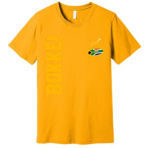 Springbok Rugby. Bokke South African Flag. With Back Print Premium T-Shirt