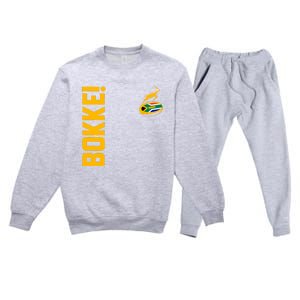 Springbok Rugby. Bokke South African Flag. With Back Print Premium Crewneck Sweatsuit Set