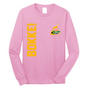 Springbok Rugby. Bokke South African Flag. With Back Print Long Sleeve Shirt