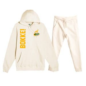 Springbok Rugby. Bokke South African Flag. With Back Print Premium Hooded Sweatsuit Set