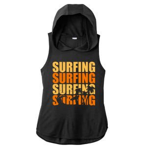 Surfing Retro Beach Ladies PosiCharge Tri-Blend Wicking Draft Hoodie Tank