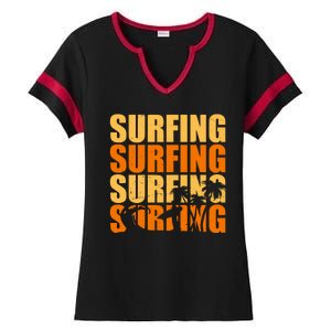 Surfing Retro Beach Ladies Halftime Notch Neck Tee