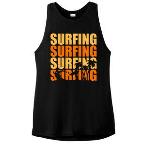 Surfing Retro Beach Ladies PosiCharge Tri-Blend Wicking Tank