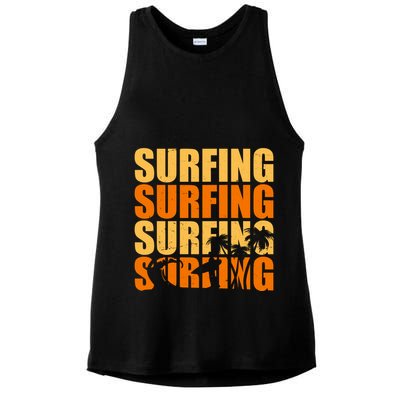 Surfing Retro Beach Ladies PosiCharge Tri-Blend Wicking Tank