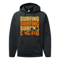 Surfing Retro Beach Performance Fleece Hoodie