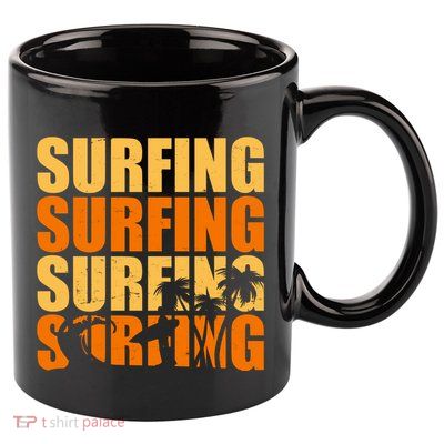 Surfing Retro Beach 11oz C Handle Ceramic Mug