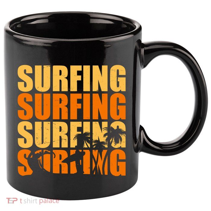 Surfing Retro Beach 11oz C Handle Ceramic Mug