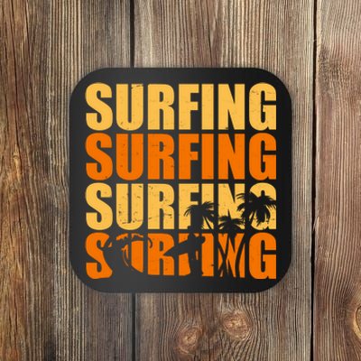 Surfing Retro Beach Coaster