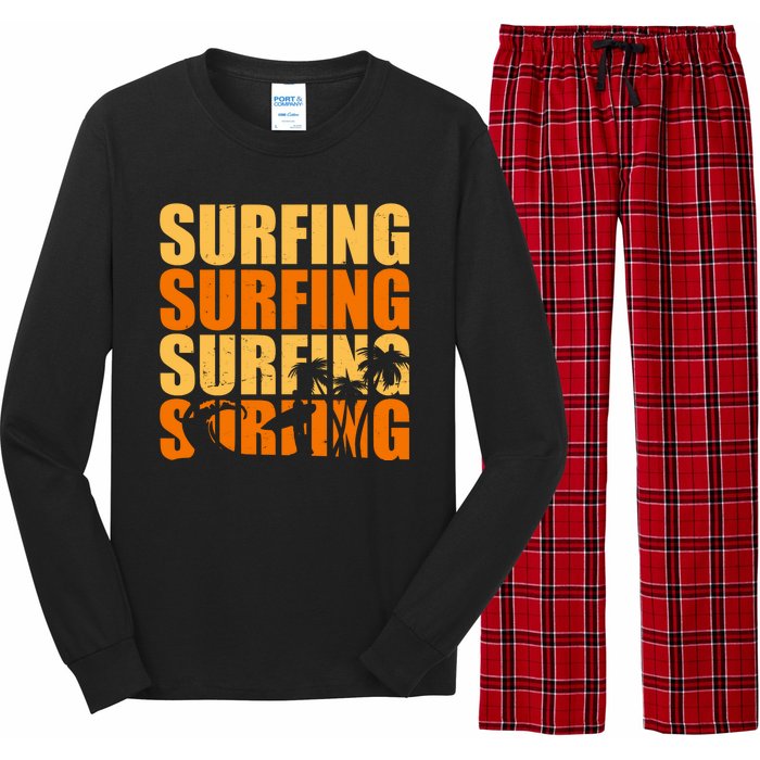 Surfing Retro Beach Long Sleeve Pajama Set