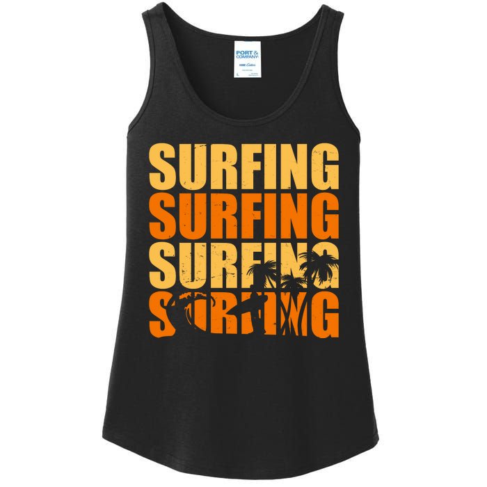 Surfing Retro Beach Ladies Essential Tank