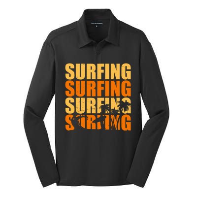 Surfing Retro Beach Silk Touch Performance Long Sleeve Polo