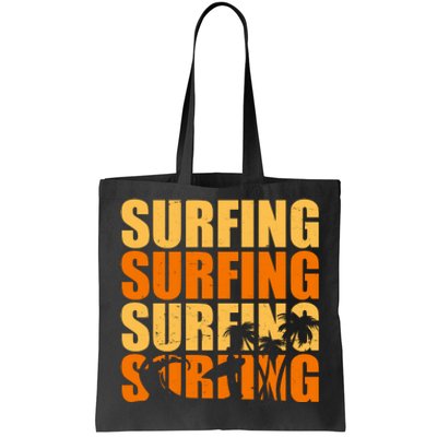 Surfing Retro Beach Tote Bag