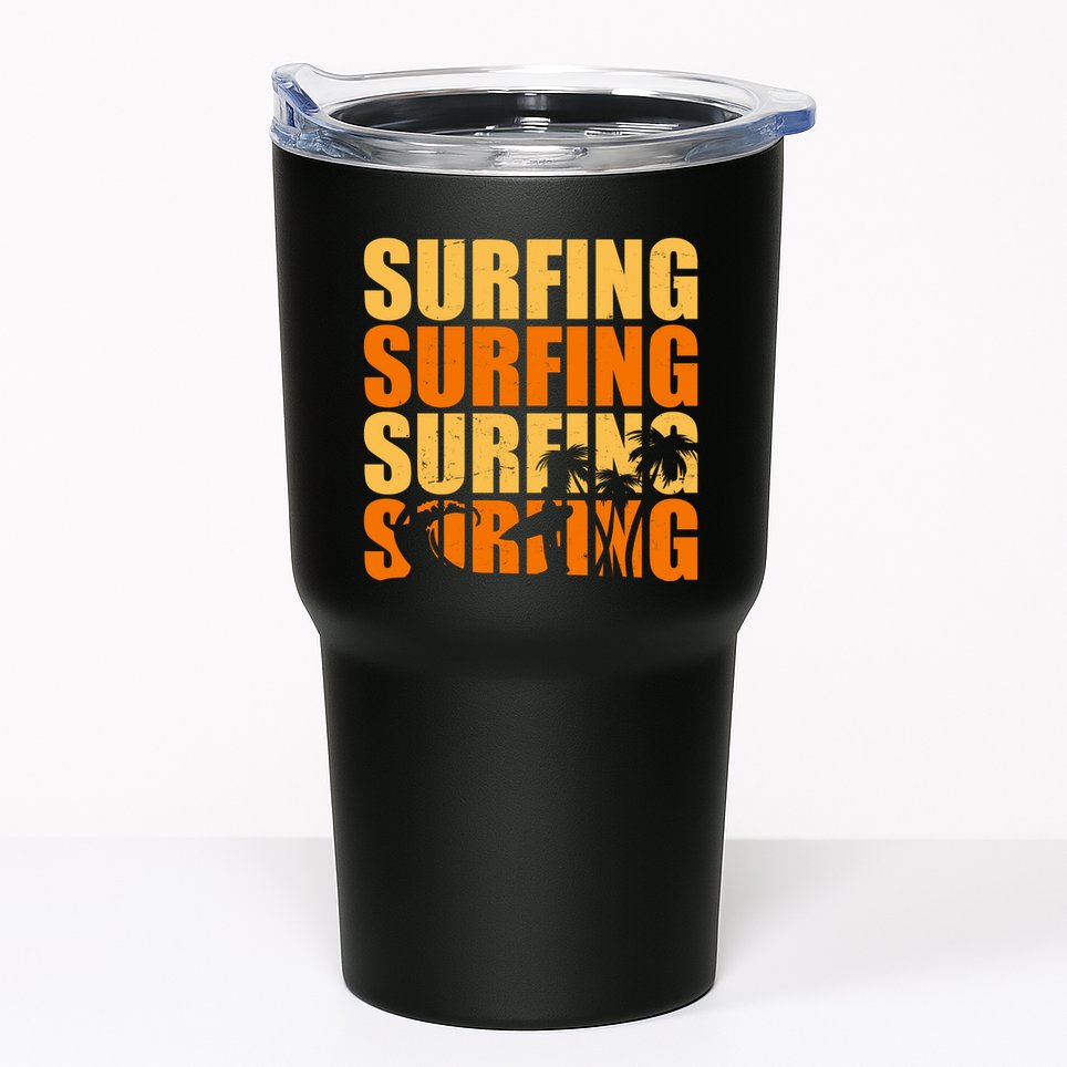 Surfing Retro Beach Tumbler