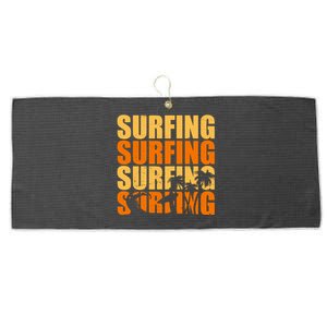 Surfing Retro Beach Large Microfiber Waffle Golf Towel