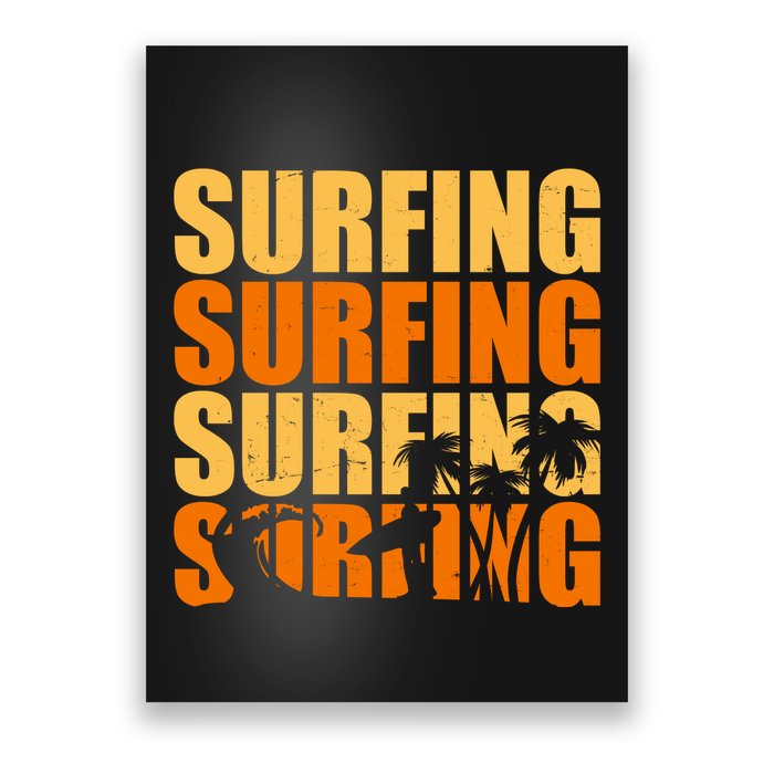 Surfing Retro Beach Poster