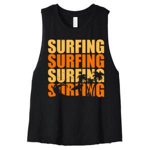 Surfing Retro Beach Women's Racerback Cropped Tank