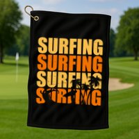 Surfing Retro Beach Golf Towel
