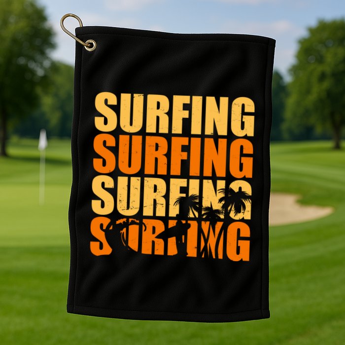 Surfing Retro Beach Golf Towel