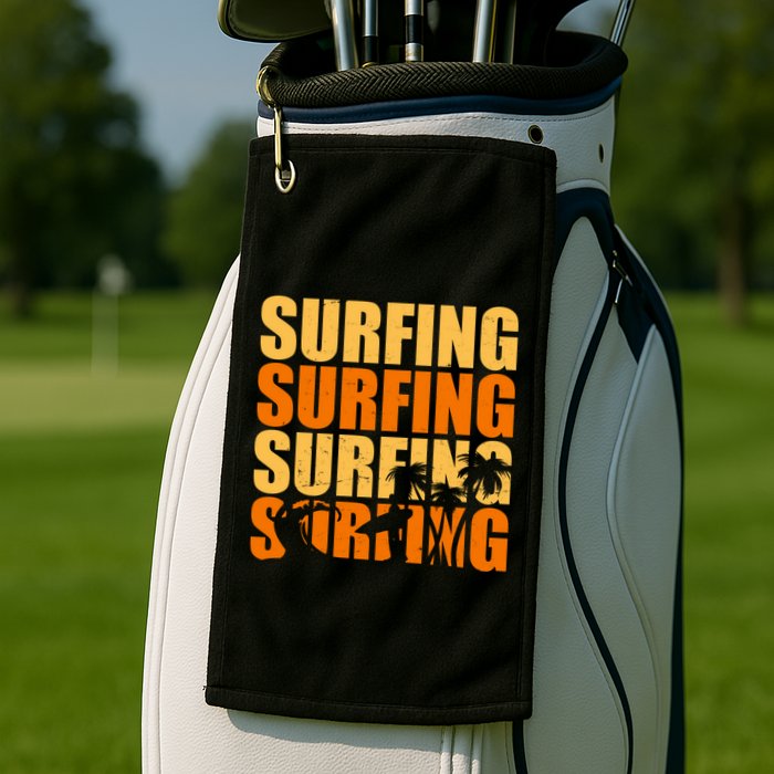 Surfing Retro Beach Golf Towel