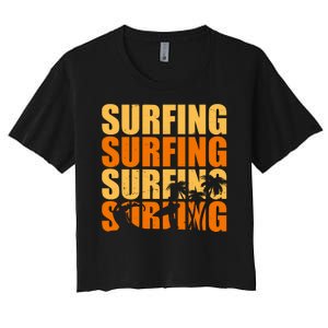 Surfing Retro Beach Women's Crop Top Tee