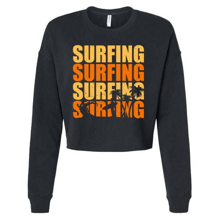 Surfing Retro Beach Cropped Pullover Crew