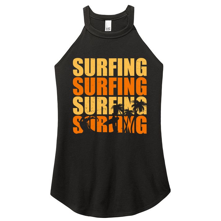 Surfing Retro Beach Women's Perfect Tri Rocker Tank