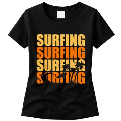 Surfing Retro Beach Womens T-Shirt