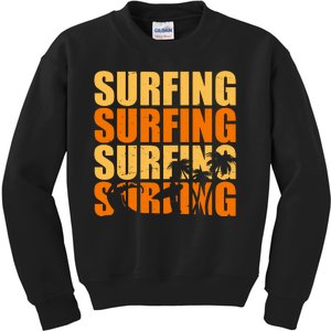 Surfing Retro Beach Kids Sweatshirt