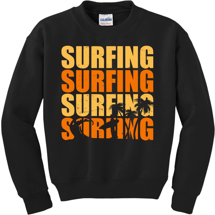 Surfing Retro Beach Kids Sweatshirt