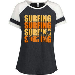 Surfing Retro Beach Enza Ladies Jersey Colorblock Tee