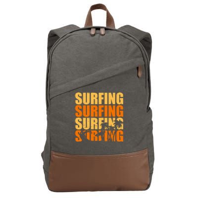 Surfing Retro Beach Cotton Canvas Backpack