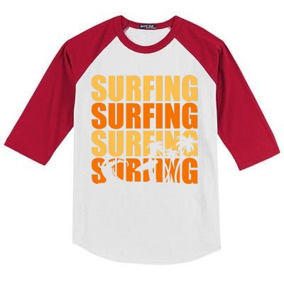 Surfing Retro Beach Kids Colorblock Raglan Jersey