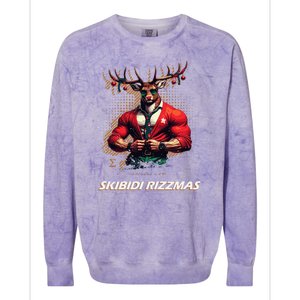 Skibid.I Rizzmas Bruh Sigma Reindeer Merry Christmas Xmas Colorblast Crewneck Sweatshirt