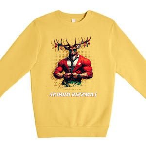 Skibid.I Rizzmas Bruh Sigma Reindeer Merry Christmas Xmas Premium Crewneck Sweatshirt