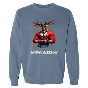 Skibid.I Rizzmas Bruh Sigma Reindeer Merry Christmas Xmas Garment-Dyed Sweatshirt