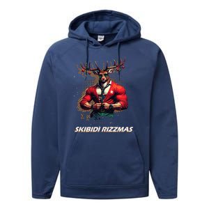 Skibid.I Rizzmas Bruh Sigma Reindeer Merry Christmas Xmas Performance Fleece Hoodie