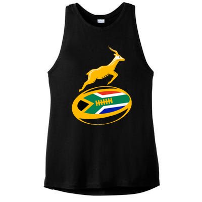 Springbok Rugby Ball & South African Flag Ladies PosiCharge Tri-Blend Wicking Tank