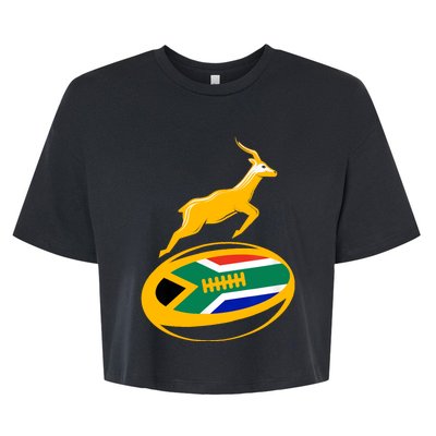 Springbok Rugby Ball & South African Flag Bella+Canvas Jersey Crop Tee