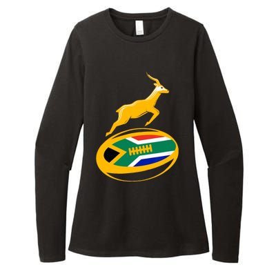 Springbok Rugby Ball & South African Flag Womens CVC Long Sleeve Shirt