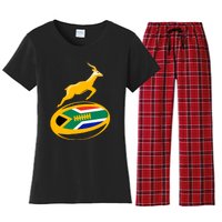 Springbok Rugby Ball & South African Flag Women's Flannel Pajama Set