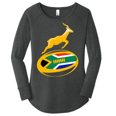 Springbok Rugby Ball & South African Flag Women's Perfect Tri Tunic Long Sleeve Shirt