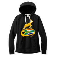 Springbok Rugby Ball & South African Flag Women's Fleece Hoodie