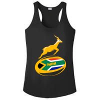 Springbok Rugby Ball & South African Flag Ladies PosiCharge Competitor Racerback Tank