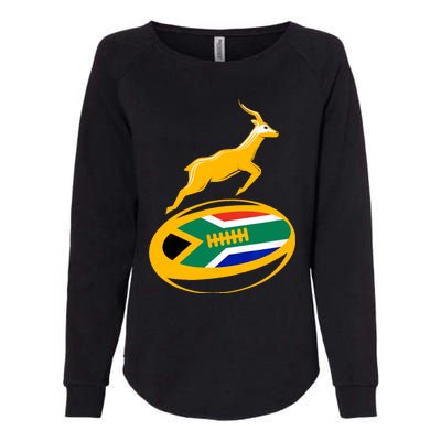 Springbok Rugby Ball & South African Flag Womens California Wash Sweatshirt