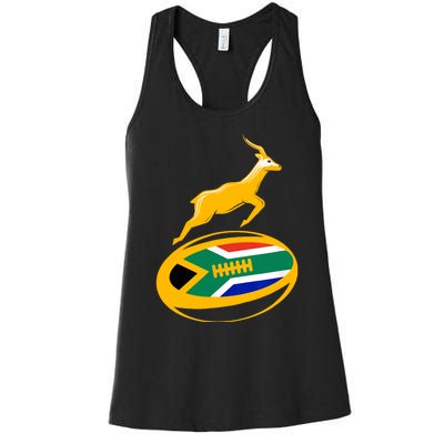 Springbok Rugby Ball & South African Flag Women's Racerback Tank