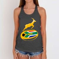 Springbok Rugby Ball & South African Flag Women's Knotted Racerback Tank