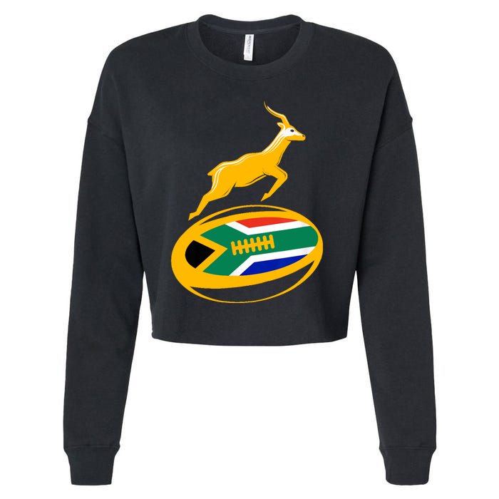 Springbok Rugby Ball & South African Flag Cropped Pullover Crew