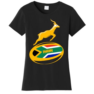 Springbok Rugby Ball & South African Flag Women's T-Shirt