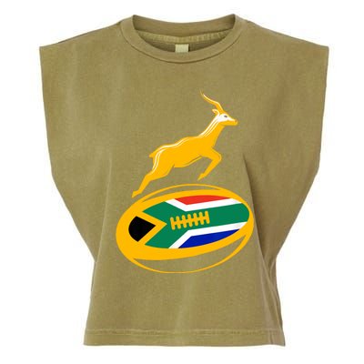 Springbok Rugby Ball & South African Flag Garment-Dyed Women's Muscle Tee